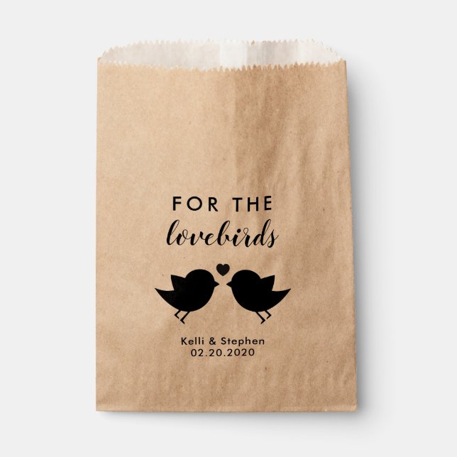 For the Lovebirds, Wedding Send Off Bird Seed Bags (Front)