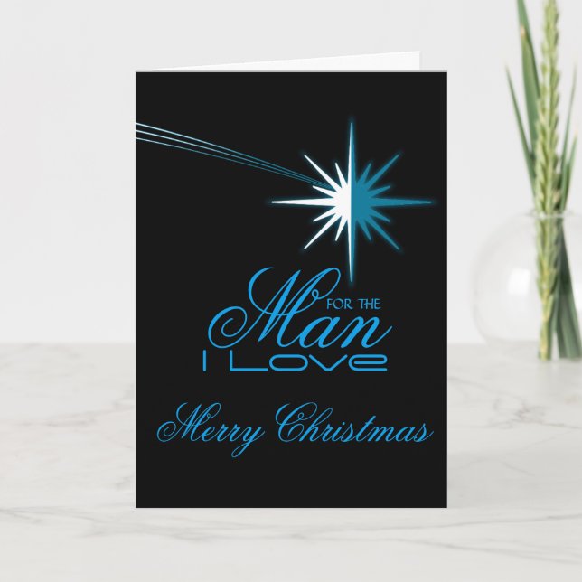 For the Man I Love/Merry Christmas - Shooting Star Holiday Card (Front)