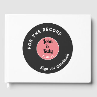For The Record Music Theme Wedding Guestbook