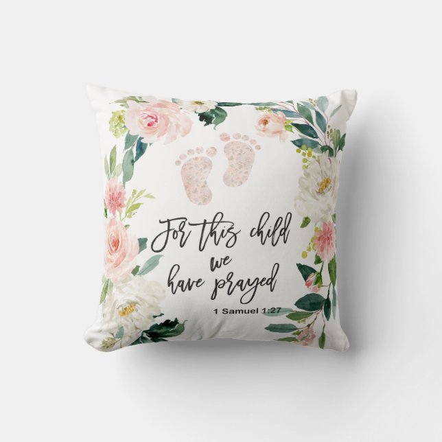 For This Child We Have Prayed Bible Verse Cushion (Front)