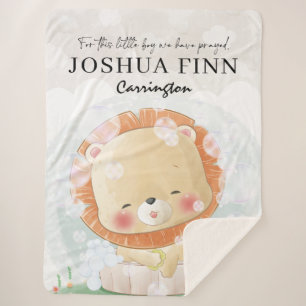 For This Little Boy   Girl We Have Prayed Lion Cub Sherpa Blanket