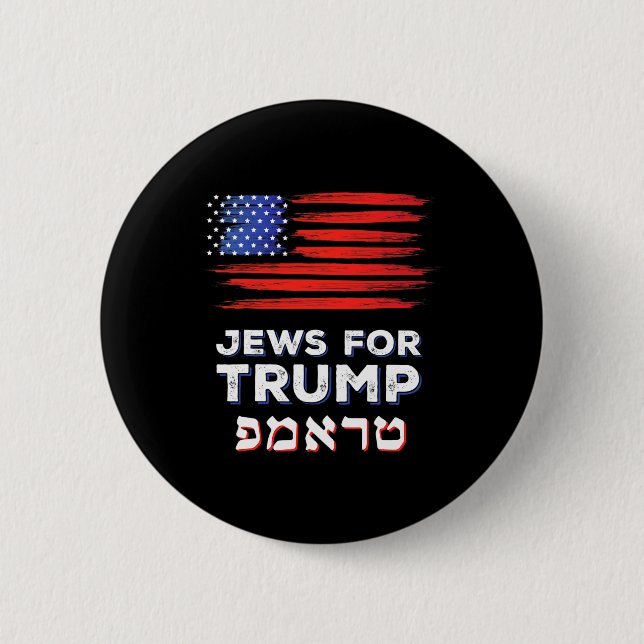 For Trump 2024 Israel Usa Hebrew Election Jewish V 6 Cm Round Badge (Front)