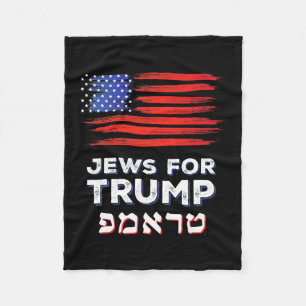 For Trump 2024 Israel Usa Hebrew Election Jewish V Fleece Blanket