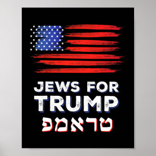 For Trump 2024 Israel Usa Hebrew Election Jewish V Poster