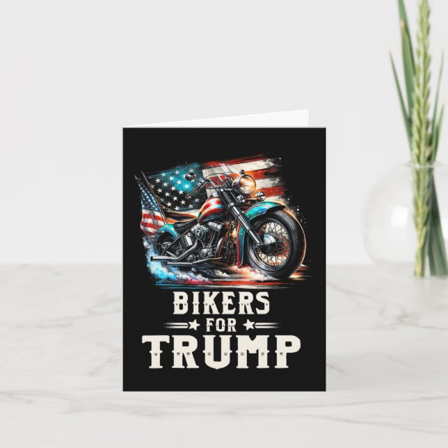For Trump 2024 Motorcycle Patriotic American Flag  Card (Front)
