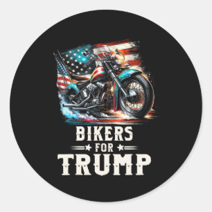 For Trump 2024 Motorcycle Patriotic American Flag  Classic Round Sticker