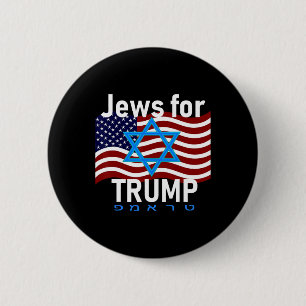 For Trump American Flag Star Of David Hebrew Suppo 6 Cm Round Badge