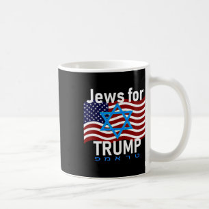 For Trump American Flag Star Of David Hebrew Suppo Coffee Mug