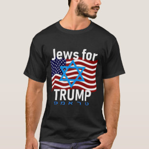 For Trump American Flag Star Of David Hebrew Suppo T-Shirt