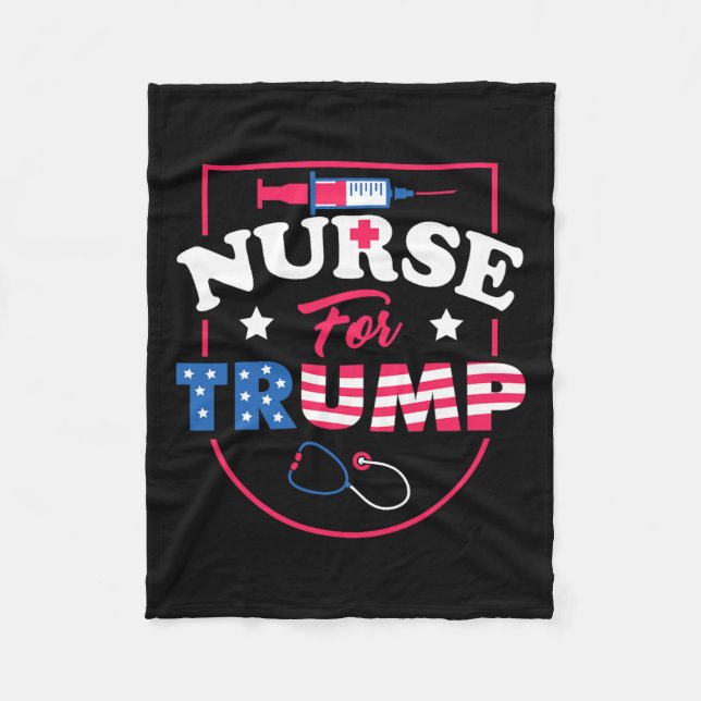 For Trump - Conservative Republican Nurses Support Fleece Blanket (Front)