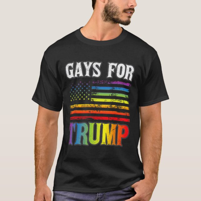 For Trump Lgbt Pride Gay Rainbow Flag Vote Republi T-Shirt (Front)