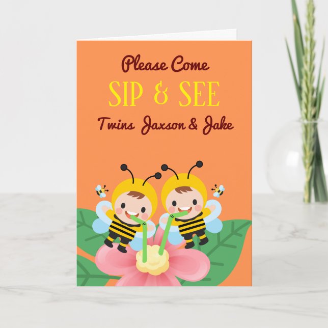 For Twin Boys Sip and See Baby Shower Invitation (Front)