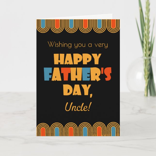 For Uncle Father's Day Art Deco Style on Black Card (Front)