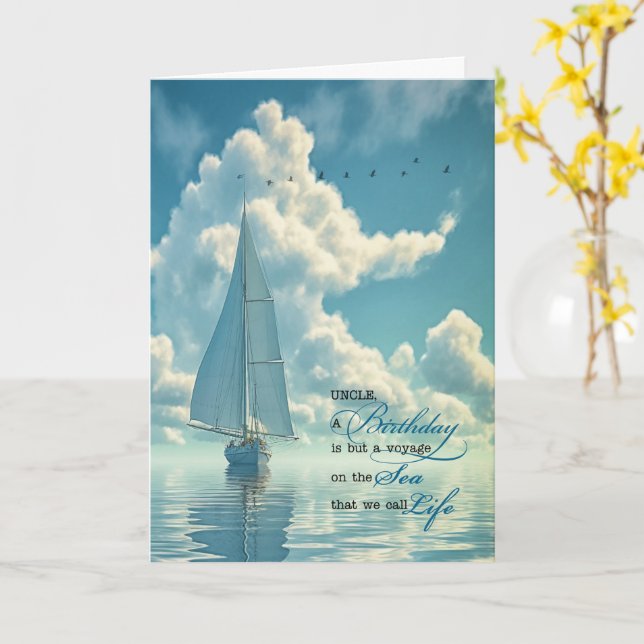for Uncle on his Birthday Sailing Nautical Theme Card (Yellow Flower)