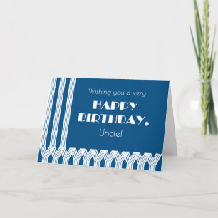 For Uncle's Birthday Art Deco Patterns on Blue Holiday Card