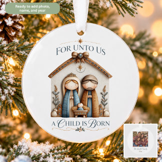 For Unto Us a Child is Born Bible Verse Christmas Ornament