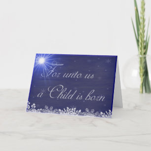 For Unto Us a Child Is Born Christmas Personalised Holiday Card