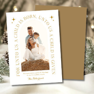 For Unto Us A Child Is Born Family Photo Christmas Holiday Card