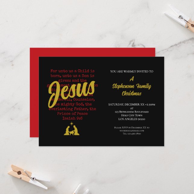 FOR UNTO US Christmas Party Invitation (Front/Back In Situ)