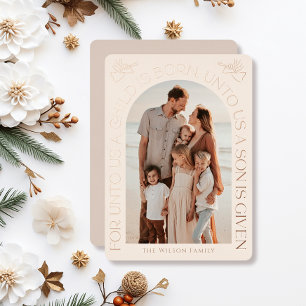 For Unto Us Isaiah 9:6 Angels Religious 2 Photo Foil Holiday Card