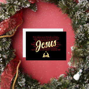 FOR UNTO US JESUS Christmas Foil Holiday Card