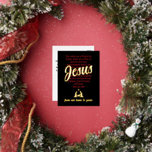 FOR UNTO US JESUS Christmas Foil Holiday Postcard