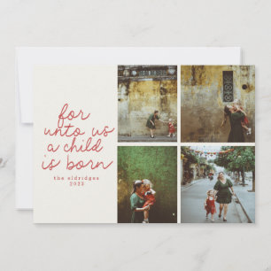 For Unto Us Modern Religious Christmas Photo Card