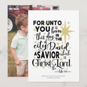 For Unto You is Born This Christmas Photo Holiday Card