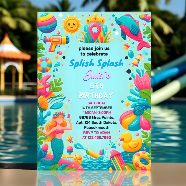 For Water Park Cool Summer splash pad 1st birthday Invitation (Creator Uploaded)