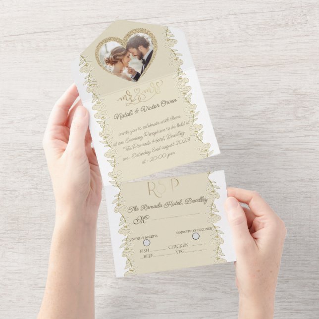 for wedding with personalized photo all in one invitation (Tearaway)