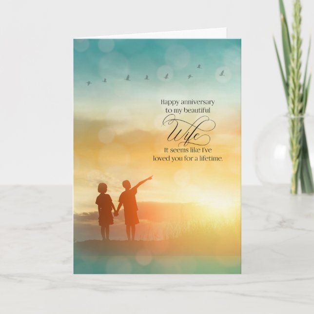 for Wife Lifetime Love Wedding Anniversary Card (Front)