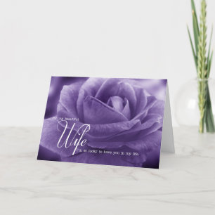 for Wife on Mother's Day Sentimental Purple Rose Holiday Card