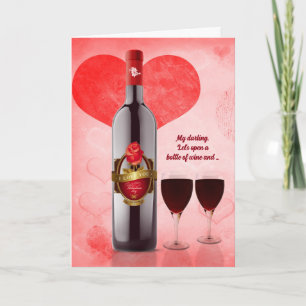 for Wife on Valentine's Day Wine Lovers Holiday Card