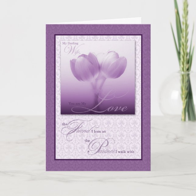 for Wife Sentimental Purple Tulips Birthday Card (Front)