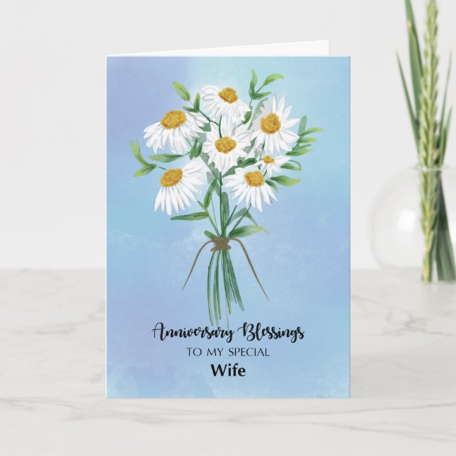 For Wife Wedding Anniversary Blessings Bouquet Card (Front)
