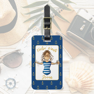 For Women Modern Feelin' Nauti Funny Cruise Luggage Tag