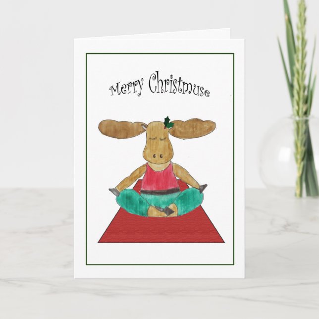 For Yoga Teacher - Merry Christmuse Humour Holiday Card (Front)