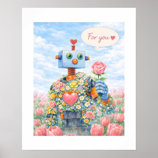 For You – Floral Robot Poster (Front)