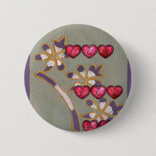 For You From Me: Beautiful Floral Hearts Design 6 Cm Round Badge