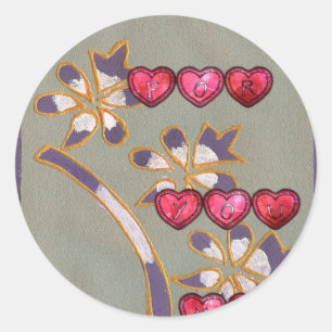For You From Me: Beautiful Floral Hearts Design Classic Round Sticker