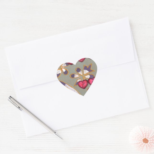 For You From Me: Beautiful Floral Hearts Design Heart Sticker (Envelope)