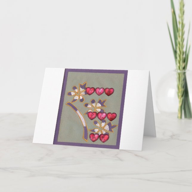 For You From Me: Beautiful Floral Hearts Design Holiday Card (Front)