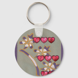 For You From Me: Beautiful Floral Hearts Design Key Ring