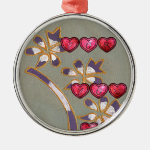 For You From Me: Beautiful Floral Hearts Design Metal Tree Decoration