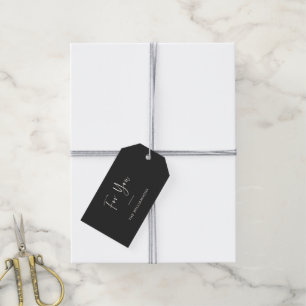 For You Minimalist Typography Personalized Black Gift Tags