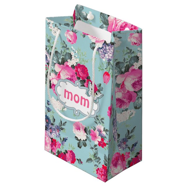For You, Mum. Old Roses & Butterfly  Small Gift Bag (Front Angled)