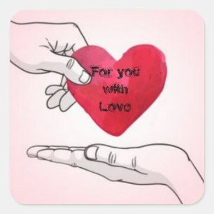 For you with love drawing heart square sticker