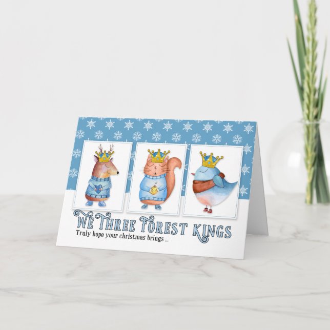 for Young Child Christmas Three Forest Kings Cute Holiday Card (Front)
