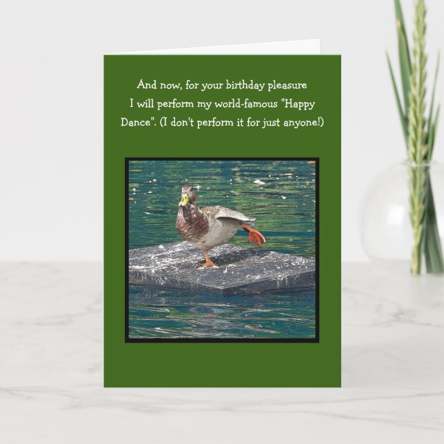 FOR YOUR BIRTHDAY PLEASURE/DUCK DOING HAPPY DANCE CARD (Front)