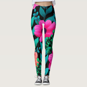 Foral And Glamour Seamless Pattern Natural Spring Leggings
